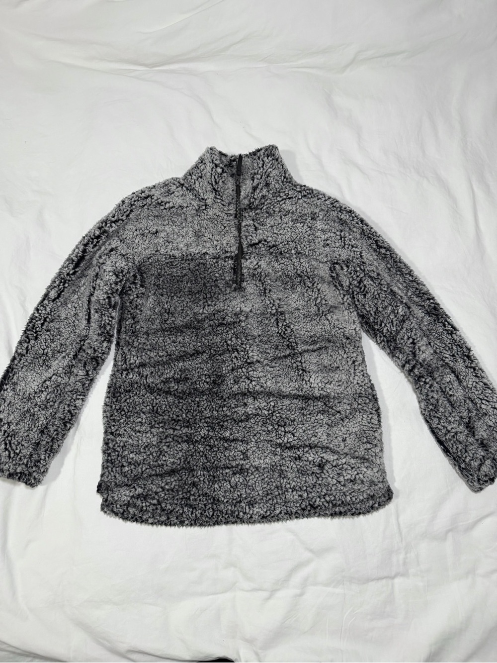 Grey Sherpa Quarter-Zip Pullover Sweater